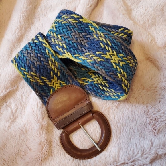 Abercrombie & Fitch Blue & yellow woven belt - Picture 2 of 5